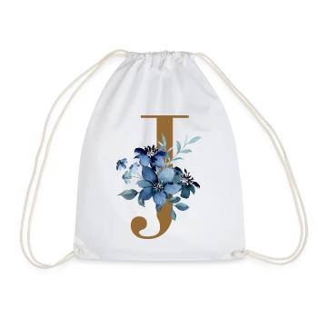 Floral J – Lettre dorée avec des fleurs - Sac de sport léger - blanc - Devant