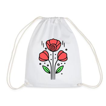 Poppy Poppies Minimalist Line Art 10 - Drawstring Bag - white - Front