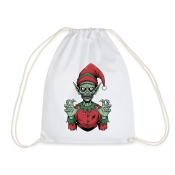 Gruseliges Skelett Weihnachtswichtel Horror Gesche - Turnbeutel - Weiß - Vorne