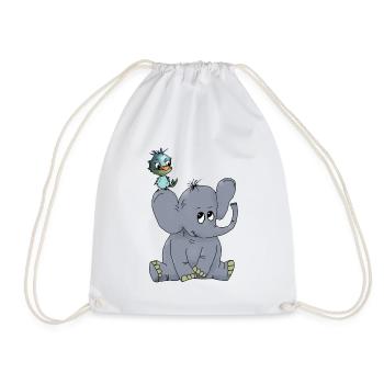 Elefant_mit_Vogel - Sac de sport léger - blanc - Devant