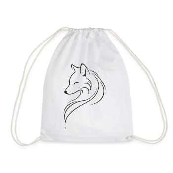 Loup silencieux sous la lune dorée dans des lignes fluides - Sac de sport léger - blanc - Devant