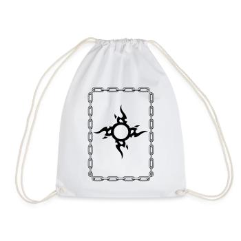 Black Tribal Surrounded Chain - Drawstring Bag - white - Front