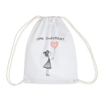 Little Sweetheart – Sweet Heart Balloon Motif - Drawstring Bag - white - Front