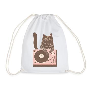 DJ chat sur une platine rose - Sac de sport léger - blanc - Devant