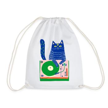 DJ Blue Cat sur une platine fantaisiste - Sac de sport léger - blanc - Devant