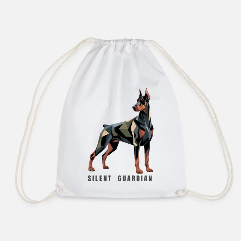 Geometrischer Dobermann – Stiller Wächter – Minimalist - Turnbeutel - Weiß