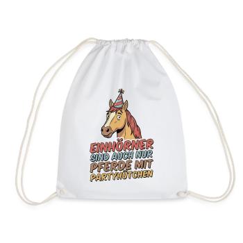 Party horse with hat - Drawstring Bag - white - Front