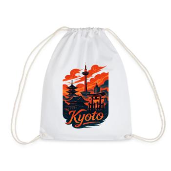 Kyoto Skyline – Japanisches Design - Turnbeutel - Weiß - Vorne