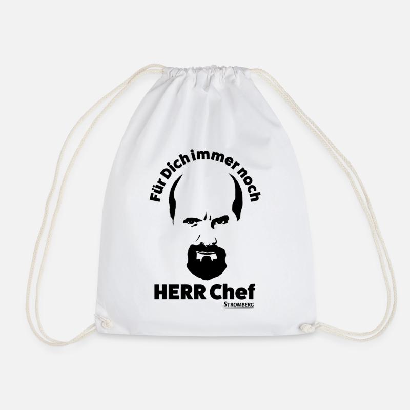 Stromberg Outline Gesicht Mit Spruch Herr Chef - Turnbeutel - Weiß