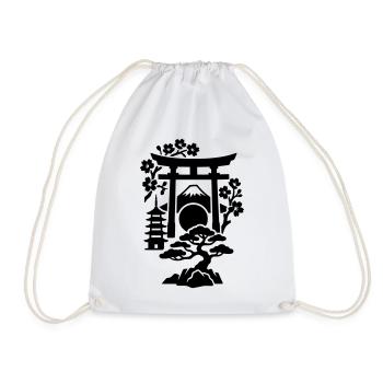 Japan Silhouette - Drawstring Bag - white - Front