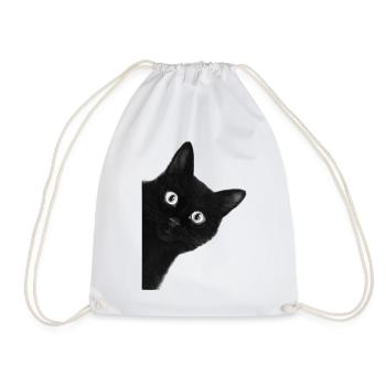 Wackeläugige schwarze Katze - Turnbeutel - Weiß - Vorne