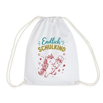 Endlich Schulkind Unicornenfreude - Turnbeutel - Weiß - Vorne