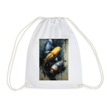 Koi Aquarell Blau und Gold - Turnbeutel - Weiß - Vorne