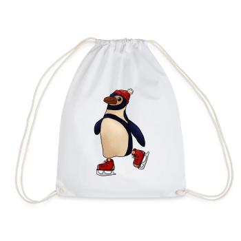 Schlittschuhpinguin - Turnbeutel - Weiß - Vorne