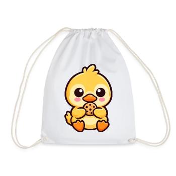 Kawaii Ente Keks Chibi Cartoon Süßigkeit - Turnbeutel - Weiß - Vorne