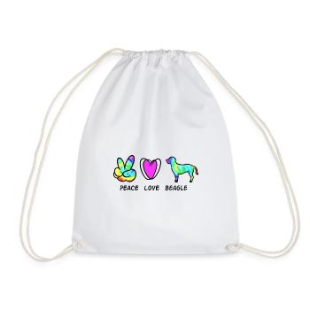 BEAGLE DOGS BETTER DOGS LOVE DOG LOVE MOTIF - Drawstring Bag - white - Front