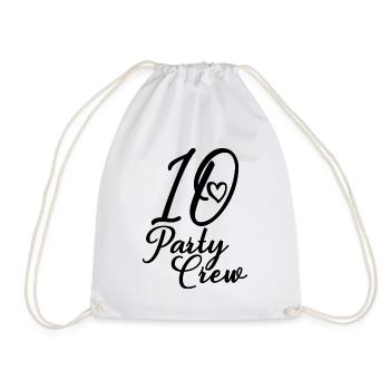 10 Party Crew 10th Birthday Party 10 Years Old - Drawstring Bag - white - Front