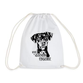 Loved by a German Pinscher Hundespruch Wilsigns - Drawstring Bag - white - Front