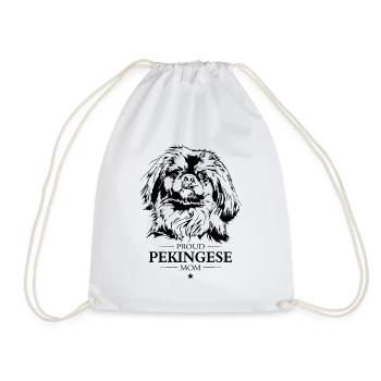 Pekingese Mom Dog Dog Wilsigns - Drawstring Bag - white - Front