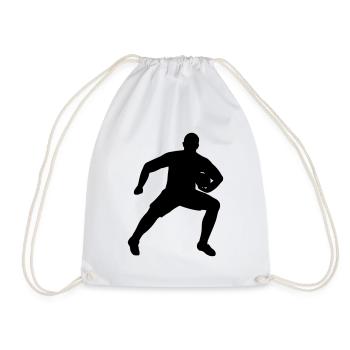 Rugby player defending ball - Drawstring Bag - white - Front