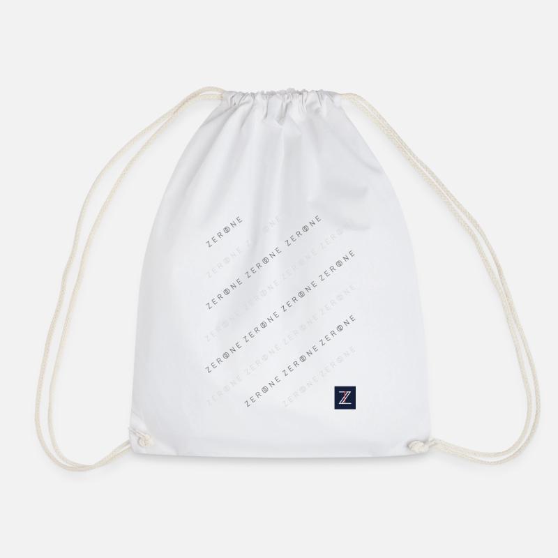 Querschriftzug laufschrift ZERO ONE Logo modern - Turnbeutel - Weiß
