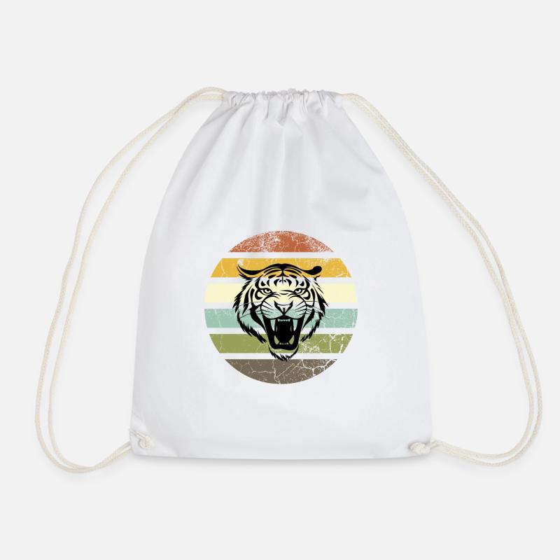 Retro Tiger Stripes Sunset - Drawstring Bag - white