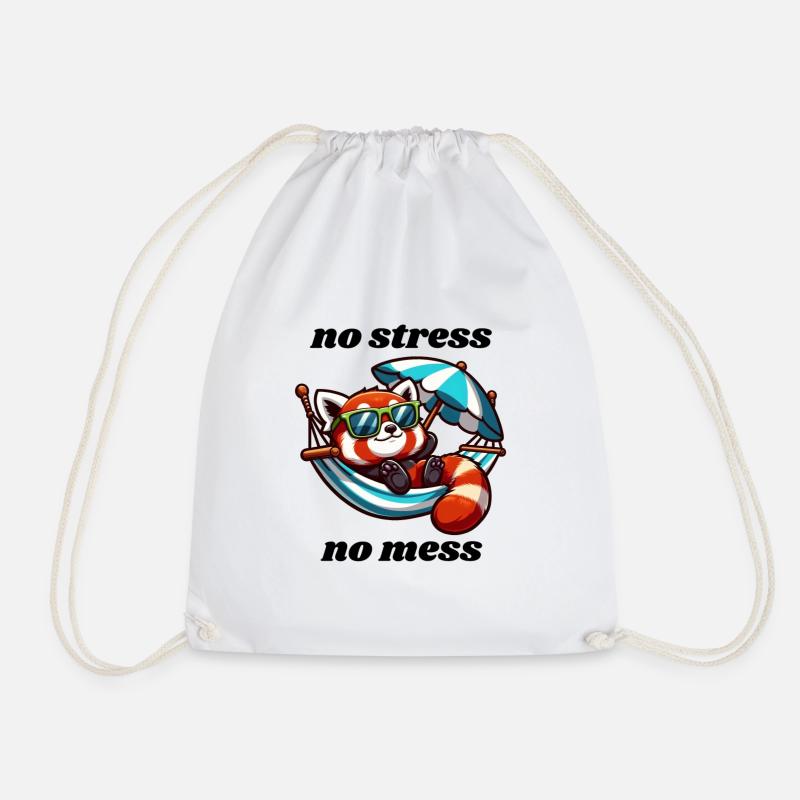 Red panda bear with sunglasses in hammock - Drawstring Bag - white