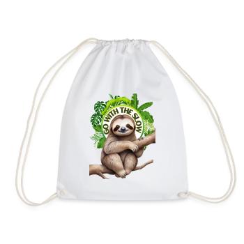 Go with the slow Sloth - Drawstring Bag - white - Front