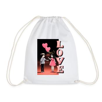 Romantic Night Love Illustration - Drawstring Bag - white - Front