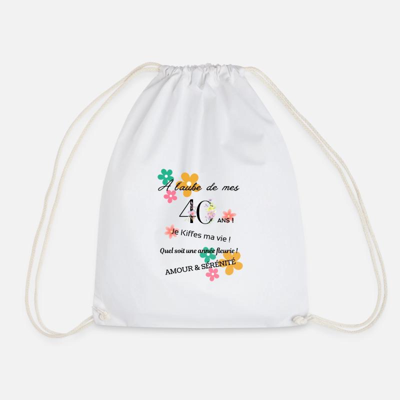 _40ans_fleurie - Drawstring Bag - white