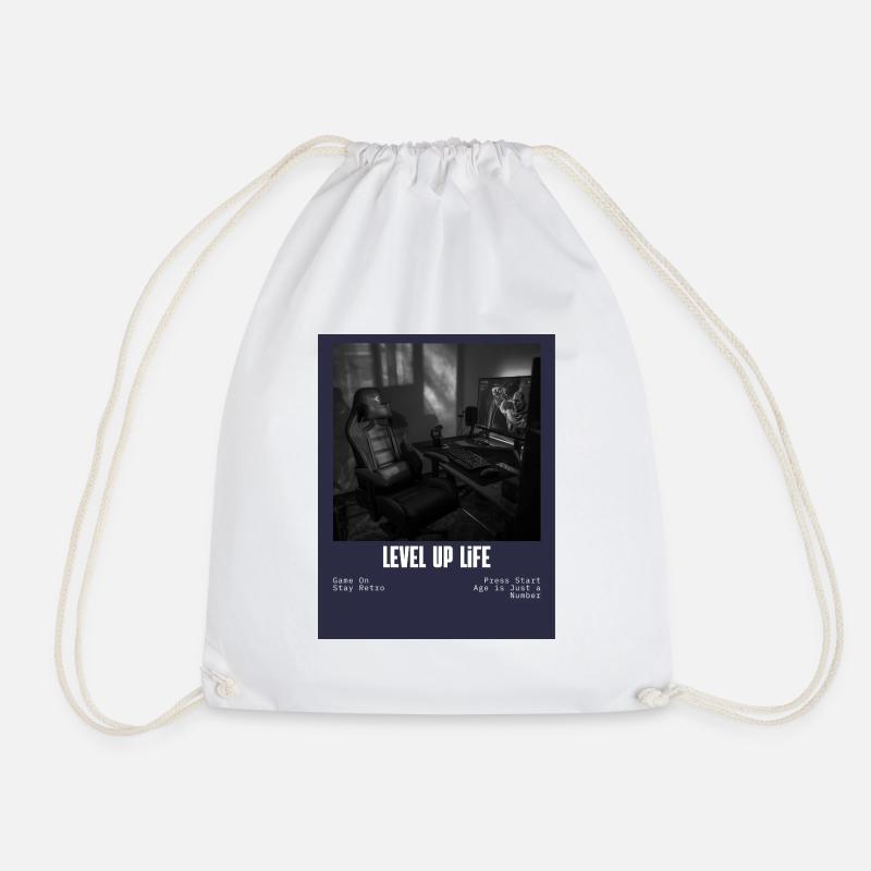 LevelUp Retro Gamer Tee - Turnbeutel - Weiß