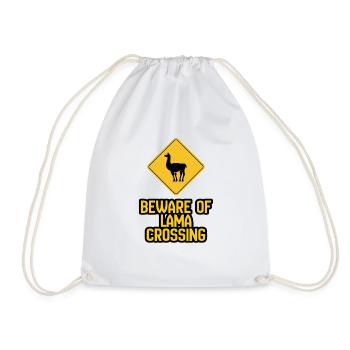 Lama Crossing Warning Sign - Drawstring Bag - white - Front