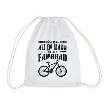 Alter Mann • Fahrrad | Vintage Retro Style - Turnbeutel - Weiß - Vorne