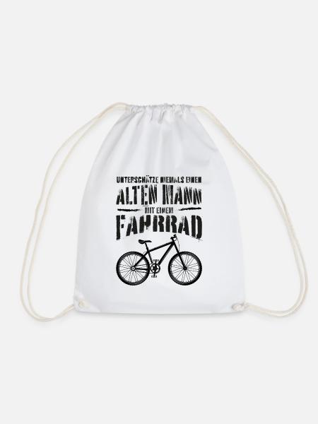 Alter Mann • Fahrrad | Vintage Retro Style - Turnbeutel - Weiß