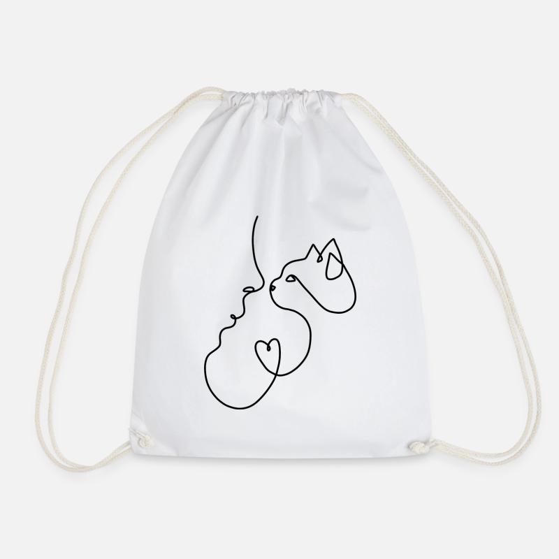 Mrs. Cat dark - Drawstring Bag - white