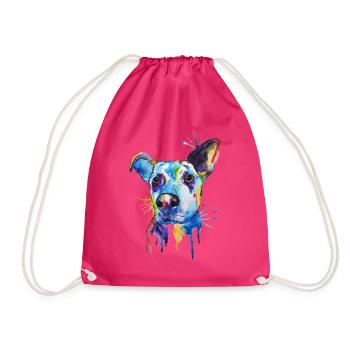 Dog Aquarell Kunst Design - Turnbeutel - Fuchsia - Vorne