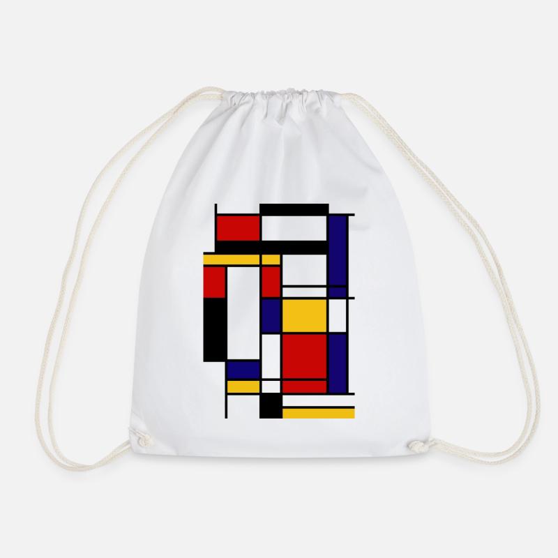 Muster Mondrian Form - Turnbeutel - Weiß