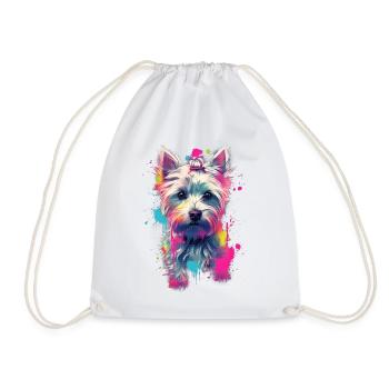 Yorkshire Terrier Welpe Hund - Turnbeutel - Weiß - Vorne