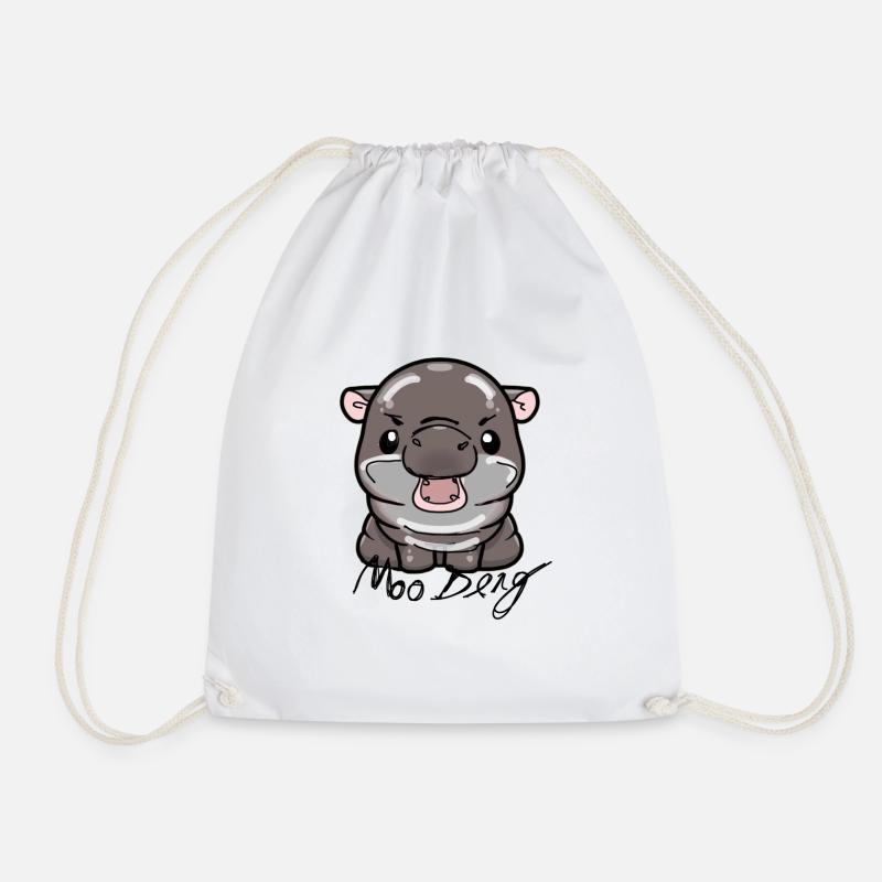 Moo Deng, Nilpferd, illustration, hippo - Turnbeutel - Weiß