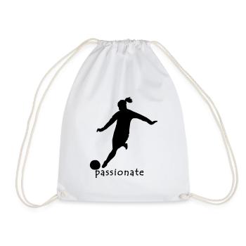 Women's Football Graphic with Text: Passionate - Drawstring Bag - white - Front