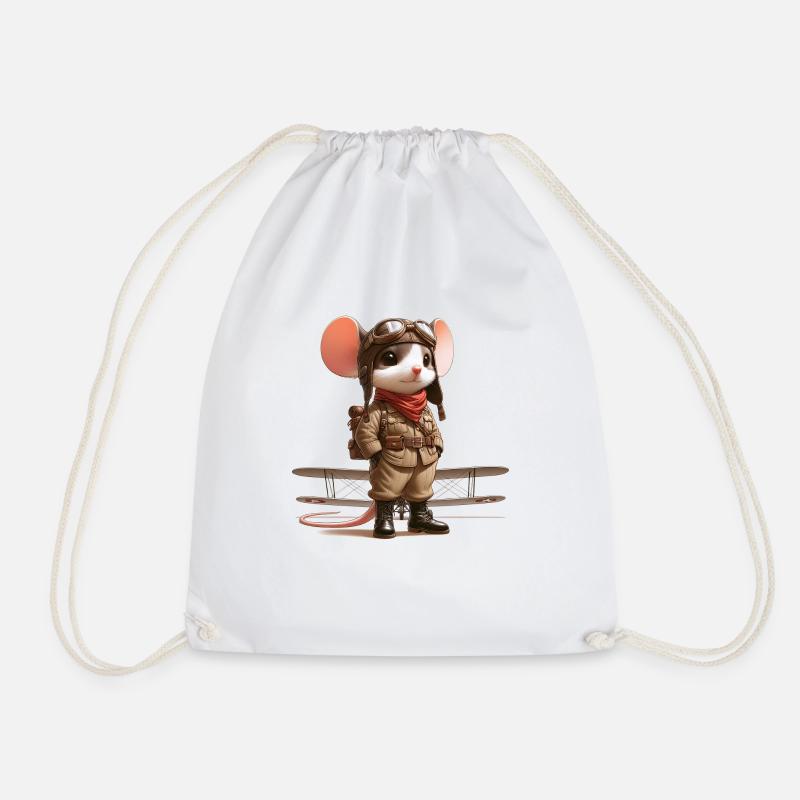Cute Mouse Pilot - Turnbeutel - Weiß