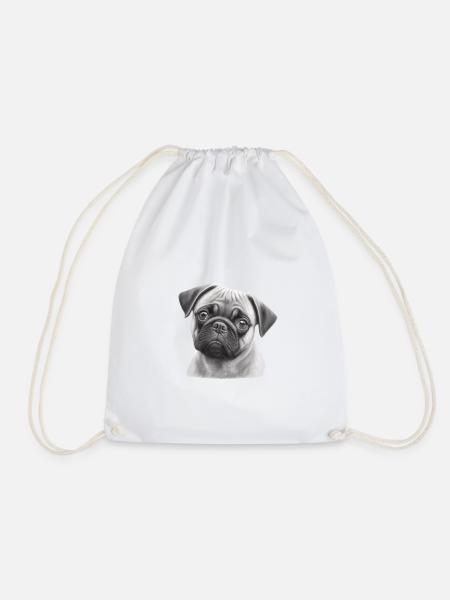 Mops Schablonen Design Weiß Und Schwarz - Turnbeutel - Weiß