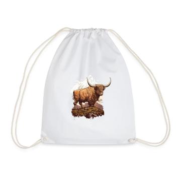 Highland cow - Drawstring Bag - white - Front