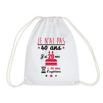pas 40 ans anniversaire,40 ans,cadeau anniversaire - Sac de sport léger - blanc - Devant