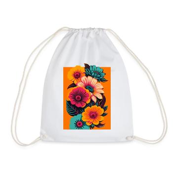 Vibrant Blooms Tee - Design floral abstrait - Sac de sport léger - blanc - Devant