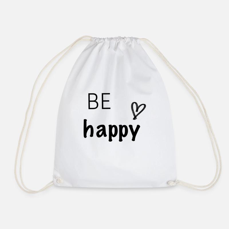 Be happy - Drawstring Bag - white