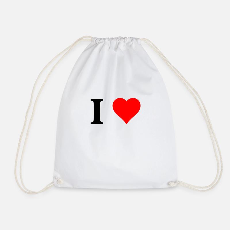 I love - Drawstring Bag - white