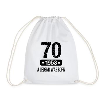 70th Birthday 1953 A LEGEND WAS BORN - Drawstring Bag - white - Front