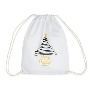 logo fir tree christmas tree fir starry happy - Drawstring Bag - white - Front