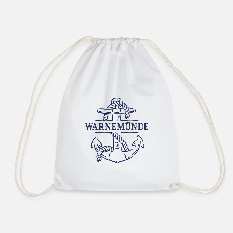 Anker Warnemünde Ostsee als Souvenir - Turnbeutel - Weiß